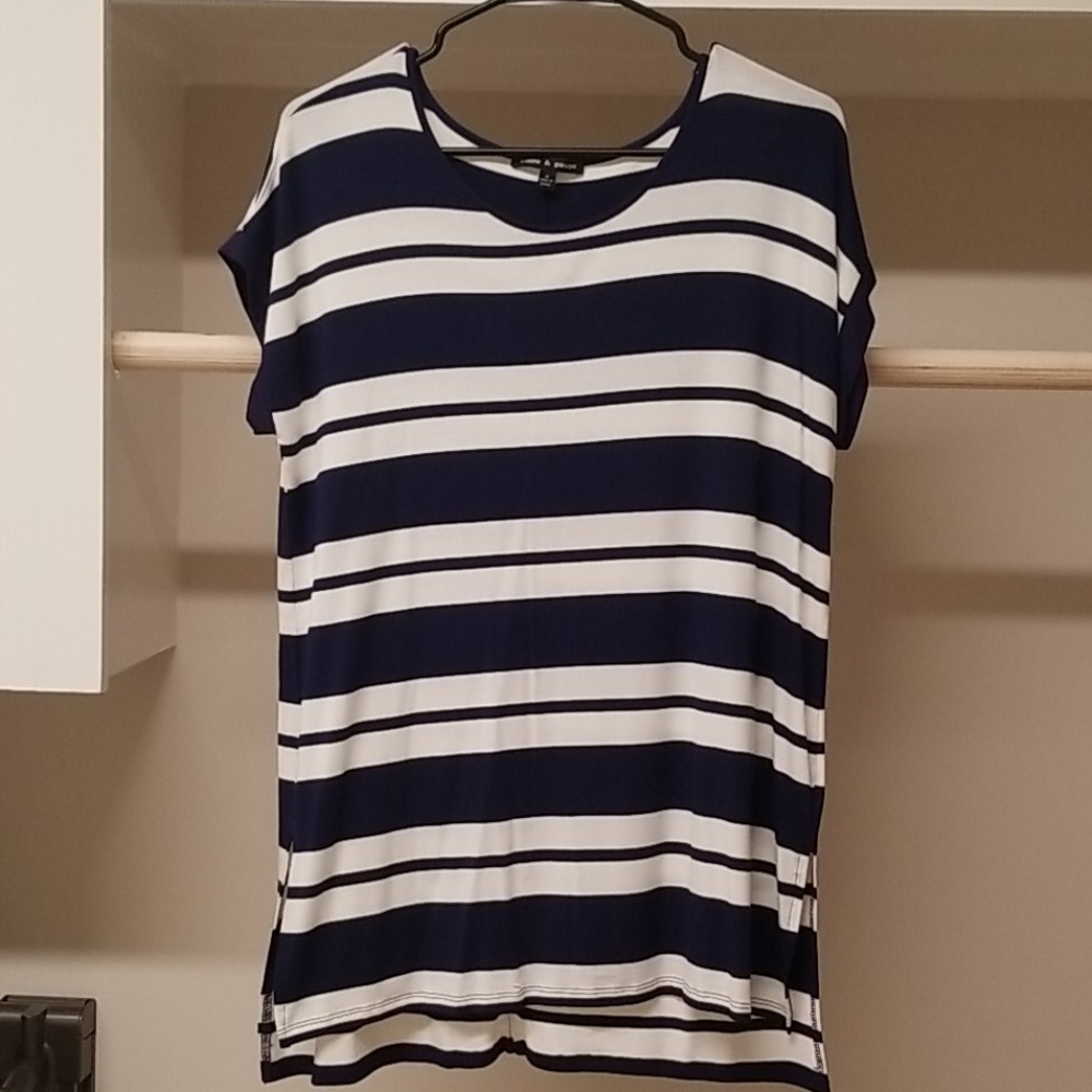 Navy white stripe blouse
